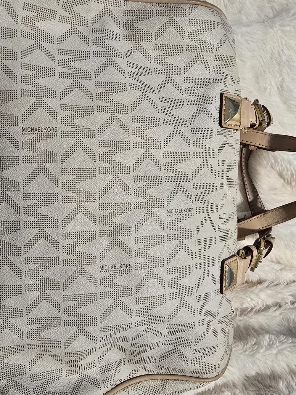 Michael Kors Beige Logo Satchel Bag